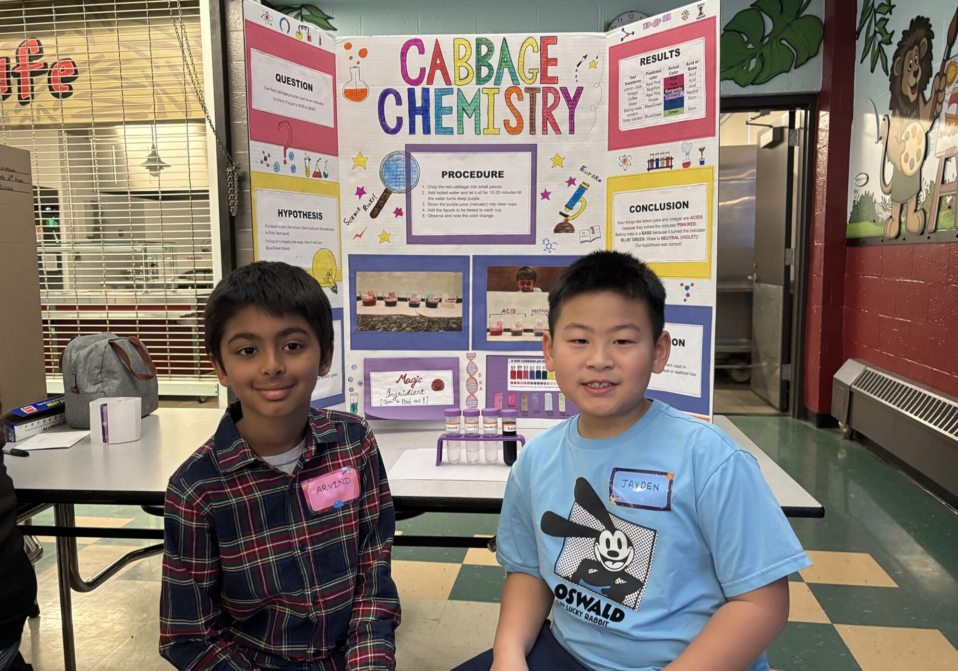 A Center Elementary School Science Fair project focused on the chemistry of cabbage.