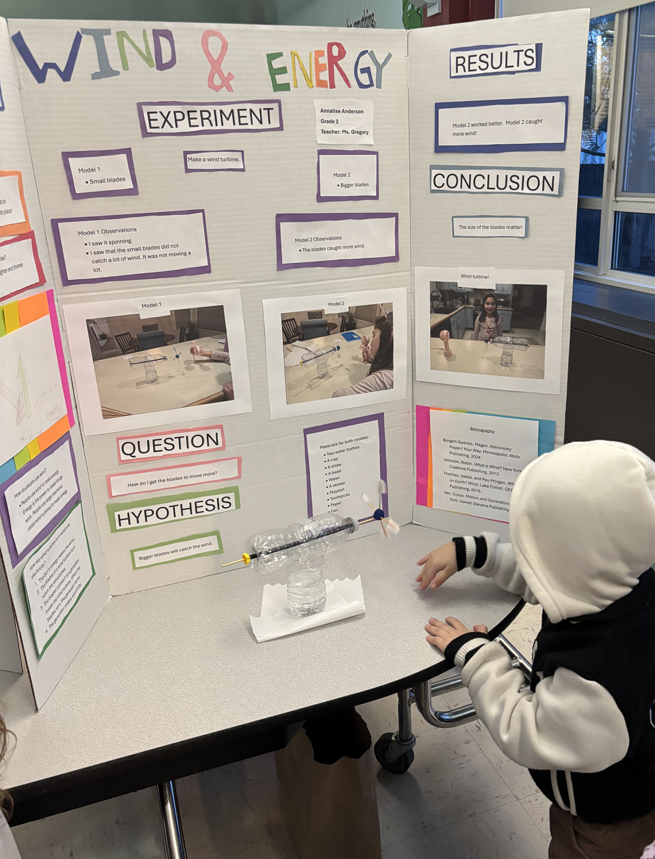 A Center Elementary School Science Fair project focused on wind energy.