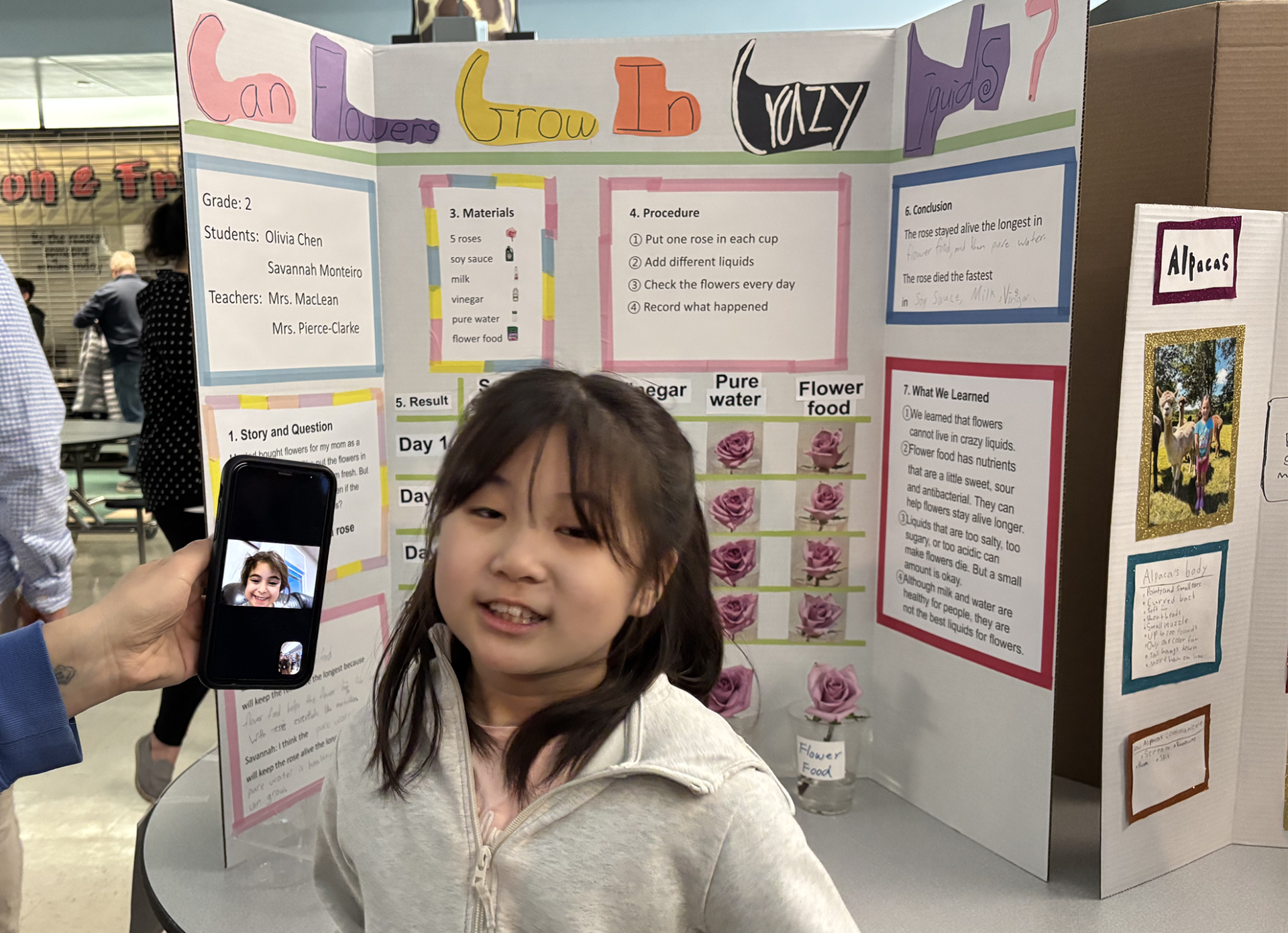 A Center Elementary School Science Fair project focused on the growth of flowers.
