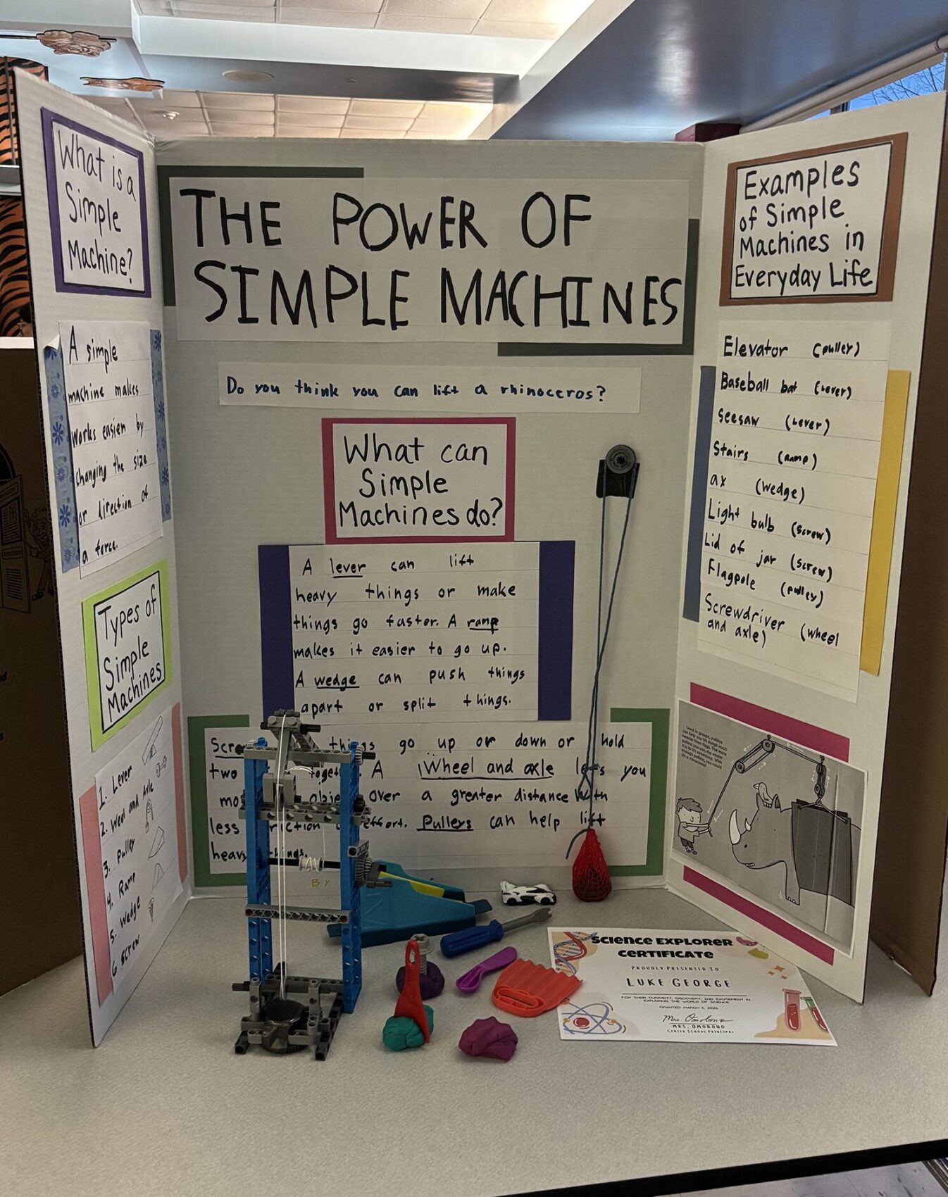 A Center Elementary School Science Fair project focused on simple machines.