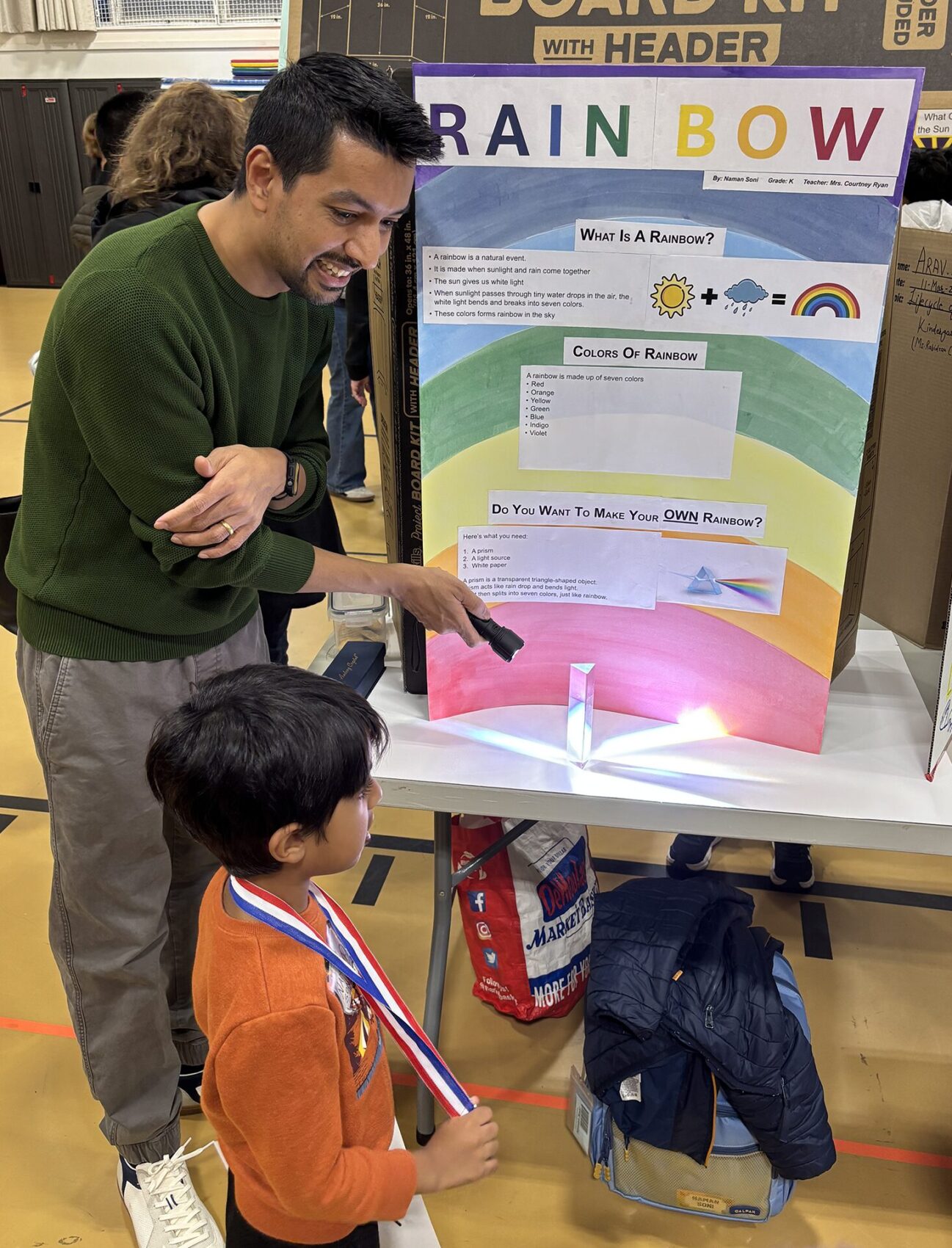 A Center Elementary School Science Fair project focused on rainbows.
