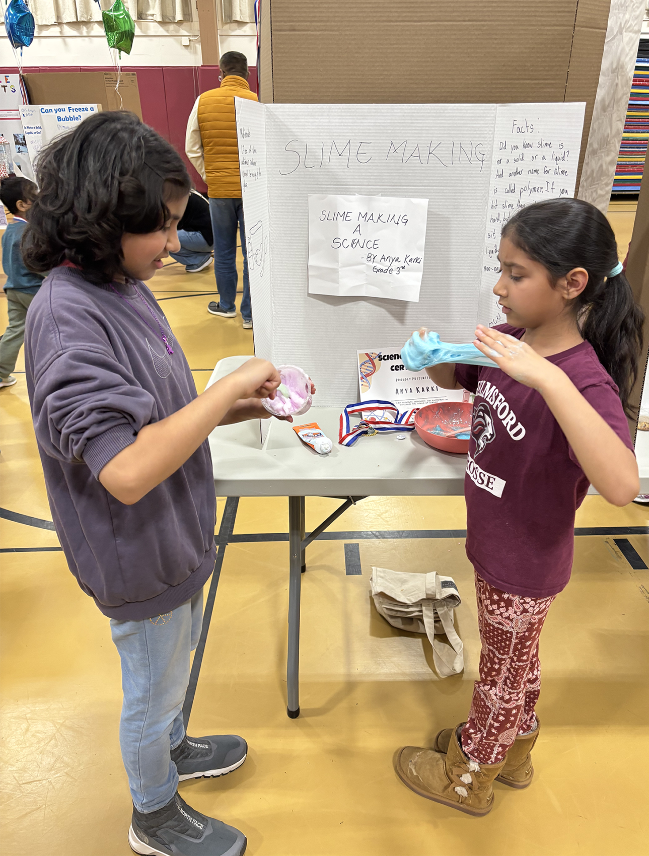 A Center Elementary School Science Fair project focused on slime.