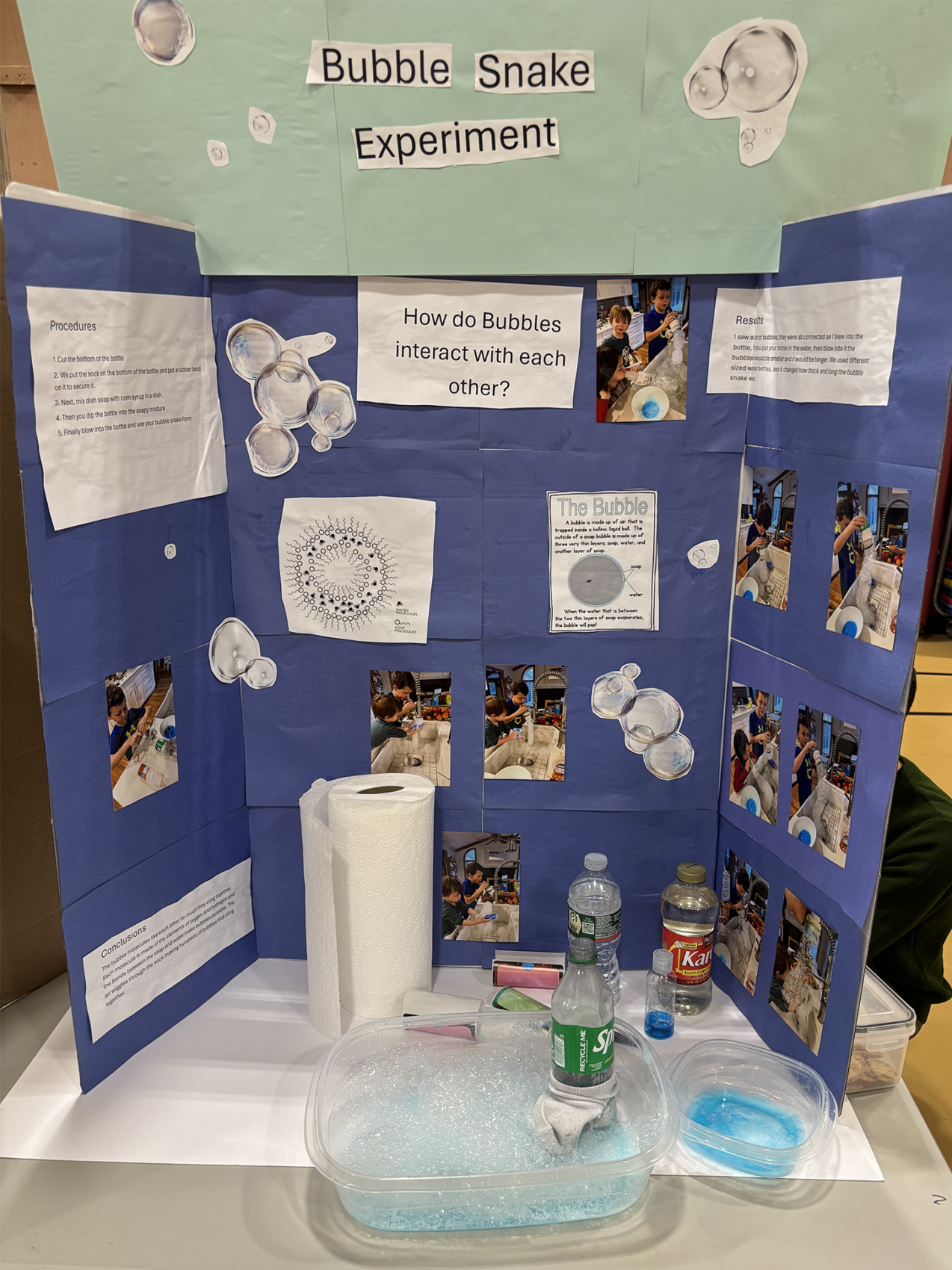 A Center Elementary School Science Fair project focused on bubbles.