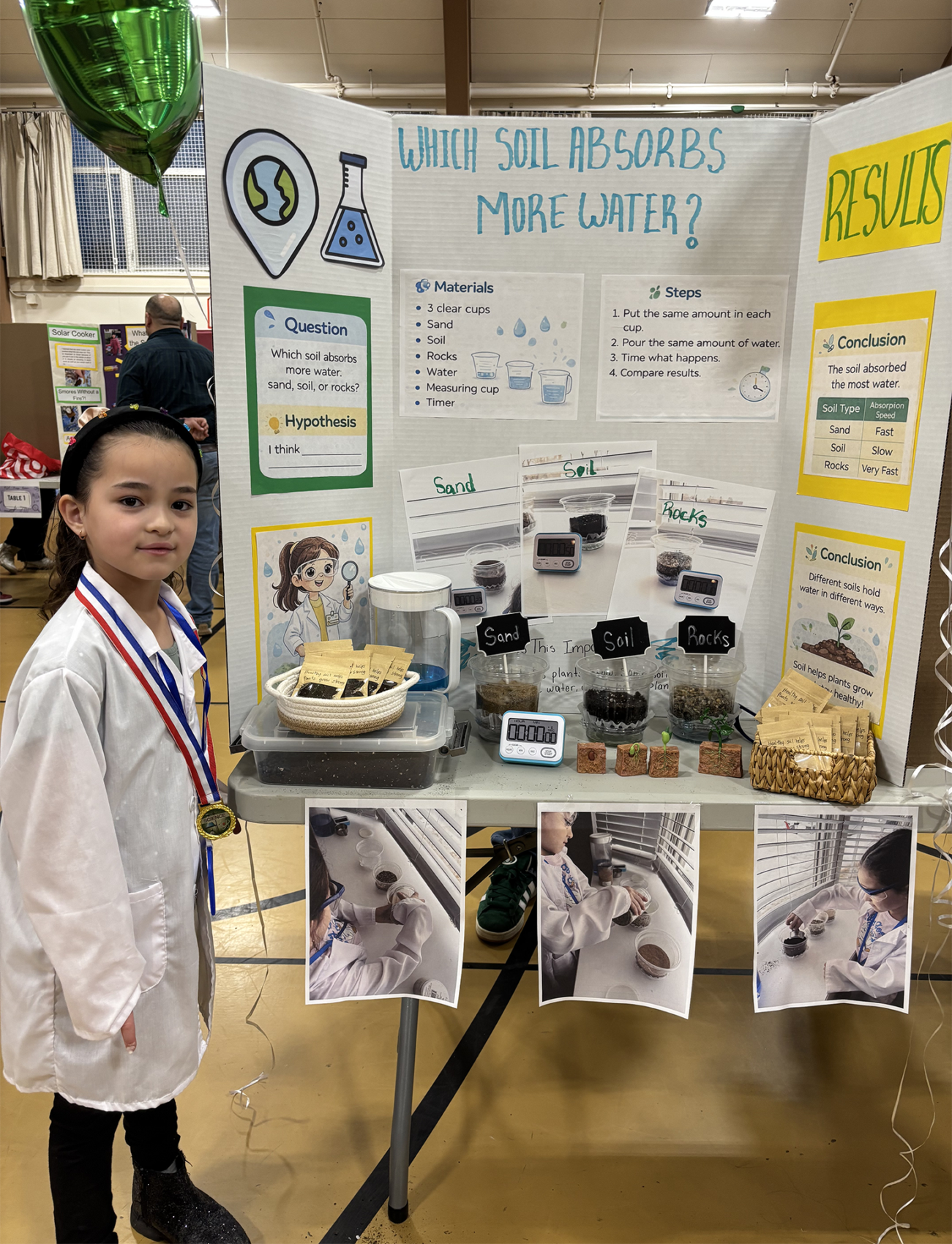 A Center Elementary School Science Fair project focused on soil absorption.